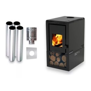 Calefactor a leña de alto rendimiento Madrid - 55m2 (kit de caños incluidos)